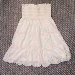 Strapless cream dress